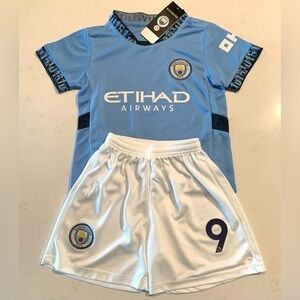 Kids Haaland Manchester City Youth Medium Size 26 Age 8-9 Soccer Jersey Kit